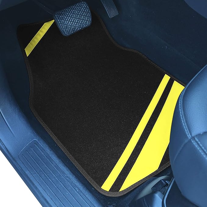 FH Group Car Floor Mats - Carpet Floor Mats for Cars, Universal Fit Automotive Floor Mats, All Purpose Car Floor Mats, Carpet Protector Mat for Most Sedan, SUV, Truck Floor Mats Yellow