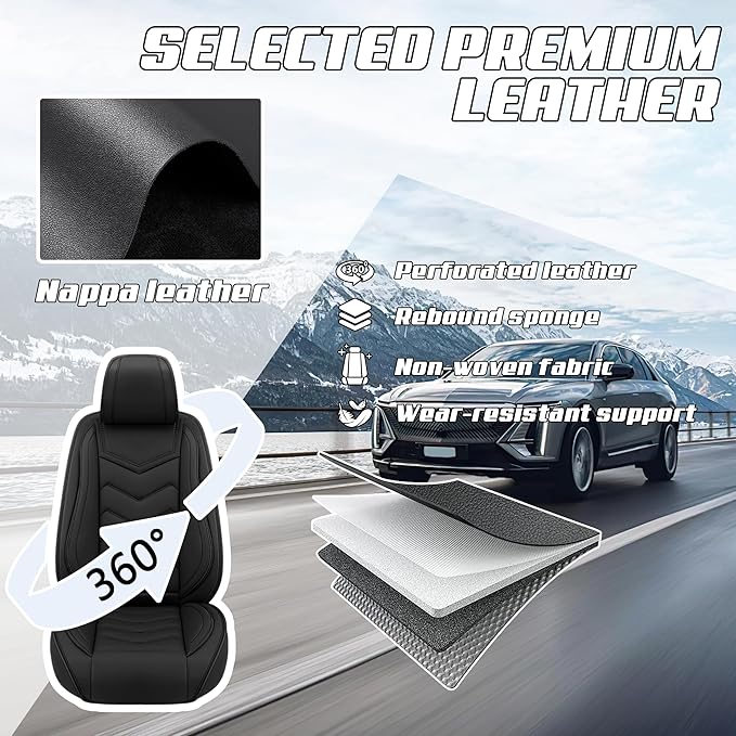 Car Seat Covers Fit for Infiniti g37 2000-2026, Stylish Sport Seat Covers, Waterproof Wear-Resistant Premium Nappa Leather Car Seat Cover.(Full Set/Pure Black)