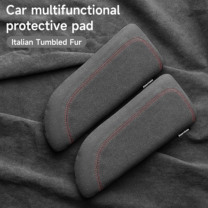 Italian Alcantara Style Fur Car Elbow Rest Pad - Universal Armrest & Knee Cushion - Thigh Support Comfort Pillow