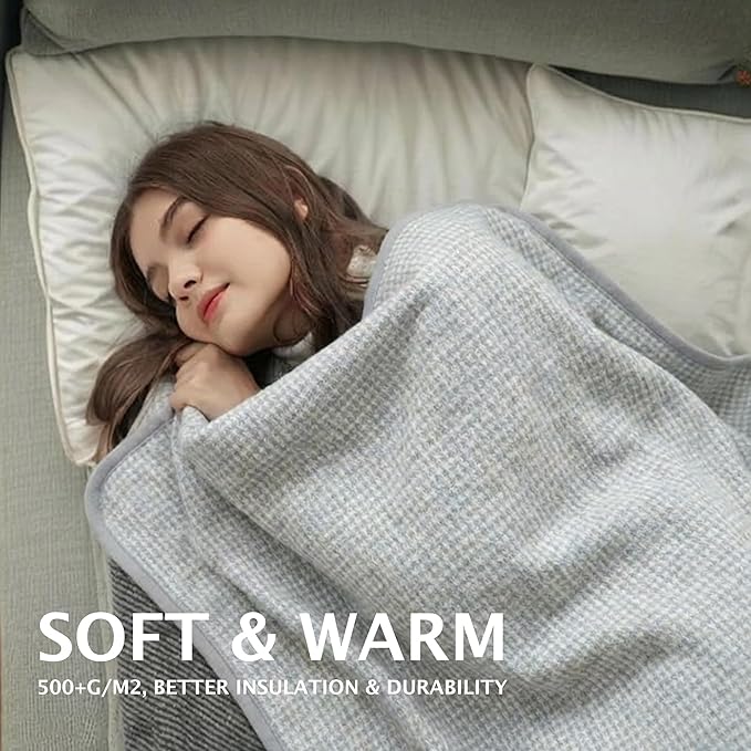 PuTian Merino Wool Camp Blanket - 36" x 63" Great for Bed Couch Camping Outdoors Travel Emergency -Large Warm Soft Washable Wool Throw