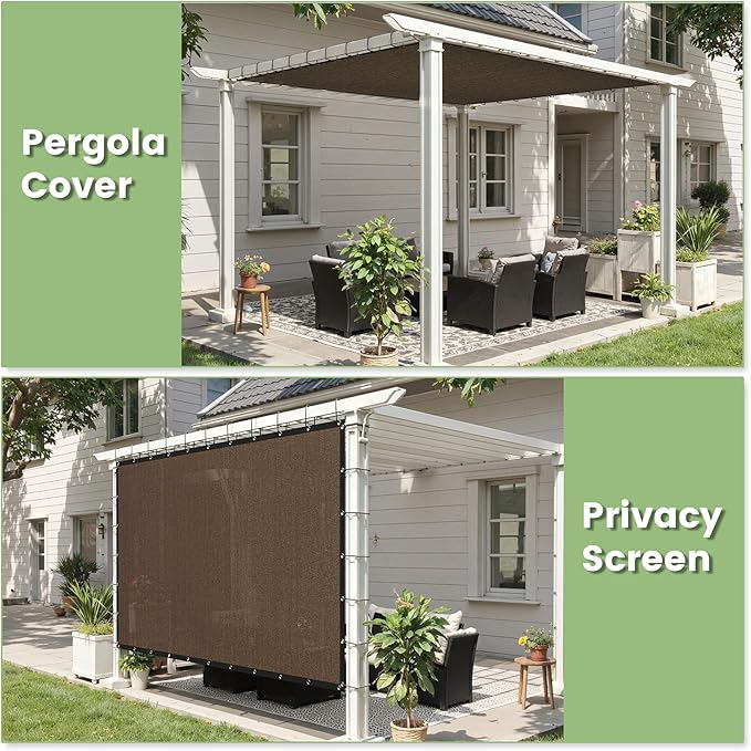 90% Shade Cloth 10×10 FT with Grommets, Outdoor Sun Shade Cloth UV Block Shade Fabric for Patio, Backyards, Carport, Garden, Mocha