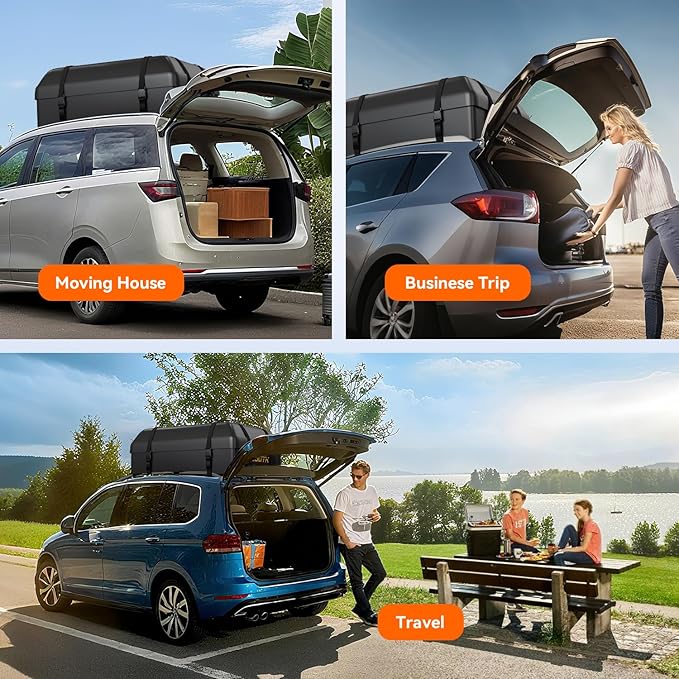 Car Roof Bag Rooftop Cargo Carrier Bag Waterproof 15 Cubic feet,Roof Rack for car Includes Anti-Slip Mat, 4 Door Hooks, Waterproof Zipper Buckle for All Cars with/Without Rack