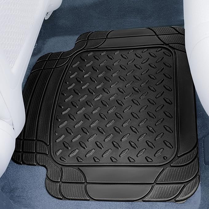 FH Group Automotive Floor Mats - Heavy-Duty Footprint Design Rubber Floor Mats for Cars, Universal Fit Full Set, ClimaProof Floor Mats, Trimmable Floor Mats For Most Sedan, SUV, Truck Floor Mats White