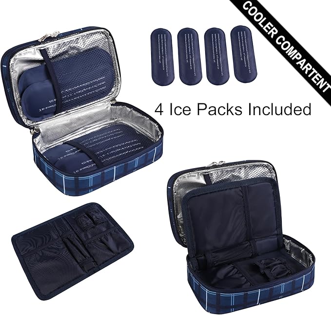 Apollo Walker Insulin Cooler Travel Case Diabetic Medication Cooler with Ice Packs and Insulation Liner TSA Approved