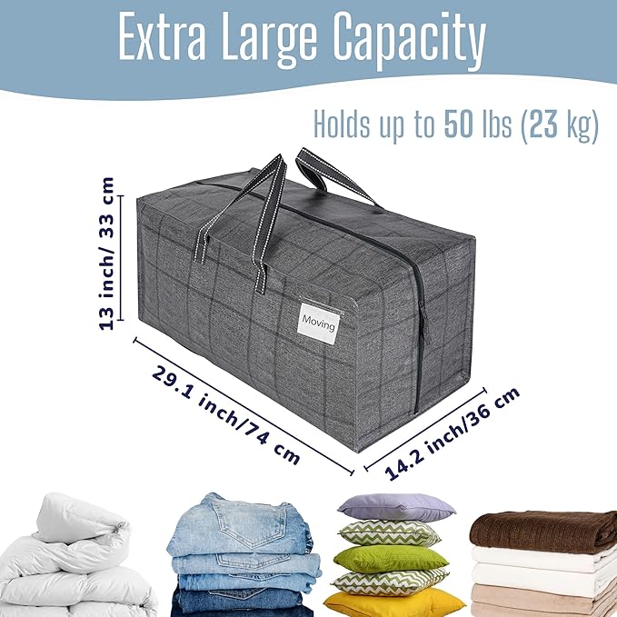 VENO 10 Pack Heavy Duty Moving Bags with Backpack Straps, Zippers & Handles, Extra Large Packing Bags for College Dorm Essentials, Moving Supplies Alternative to Cardboard Moving Boxes