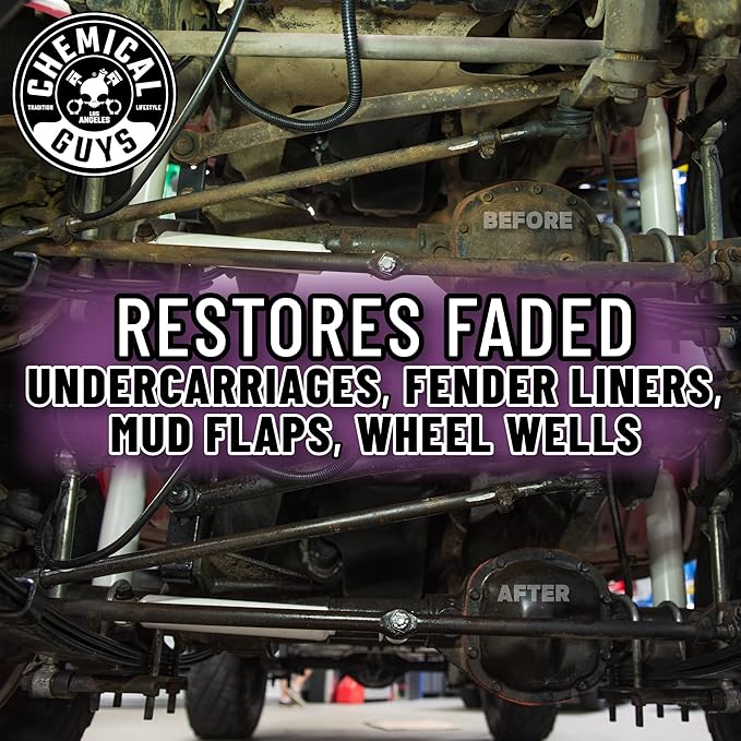 Chemical Guys Bare Bones Premium Dark Shine Spray - For Undercarriage, Wheel Wells & Trim - Deep Black Finish, Non-Greasy, Safe for Cars, Trucks, SUVs, RVs - 128 oz (1 Gallon)
