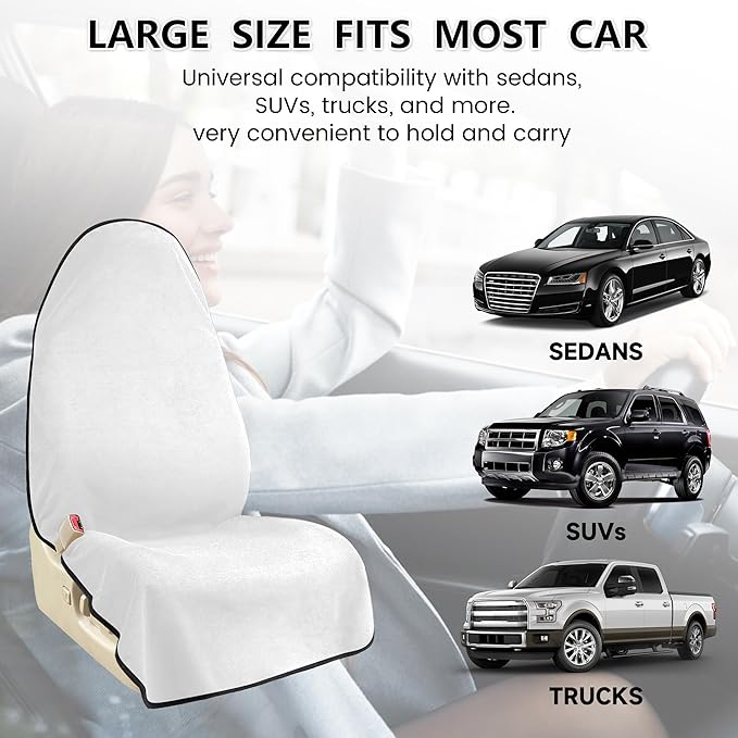 Car Seat Covers 1 Pack White Waterproof Towel Car Seat Cover Universal Fit for Most Trucks SUV Fitness Athletes Pets Gym and Water Sport