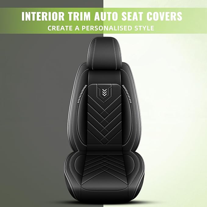 AOMSAZTO Front Seat Covers Fit for Nissan Juke 2011-2017 Waterproof Faux Leather Car Seat Cover Compatible with Airbag(2PCS Front, Black)