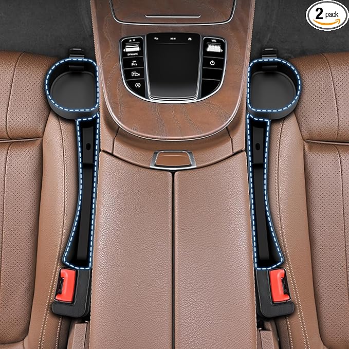 Car Seat Gap Filler, Seat Gap Organizer with Phone Holder, Car Seat Accessories Fit Car SUV Truck, 2PCS Seat Gap Filler with Purse Hook for Car, Black