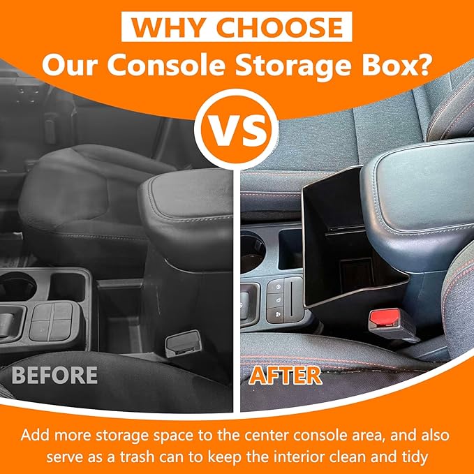 TOPINSTALL Console Storage Box Compatible with 2022-2026 Ford Maverick Accessories, Front Seat Armrest Box Large Capacity Center Console Organizer Multi-Function Cup Holder Insert Trash Can