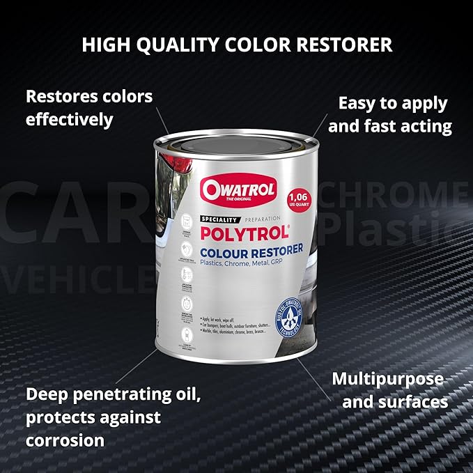 OWATROL Polytrol Plastic Restorer for Cars 34 Oz, Color Restorer, Car Bumpers, Chrome, Penetrating Oil for Multipurpose, Metals to Restore Faded Plastic and Surfaces