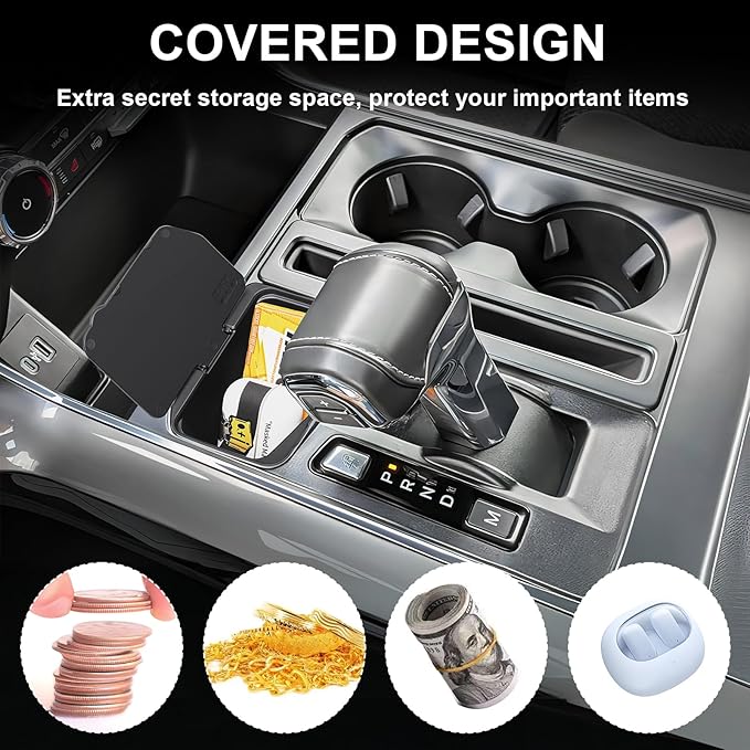 Center Console Coin Box Organizer Compatible with Ford F150 2021-2026 & F150 Lightning 2022-2026 Interior Accessories Coin Holder Secondary Storage Box ABS Plastic