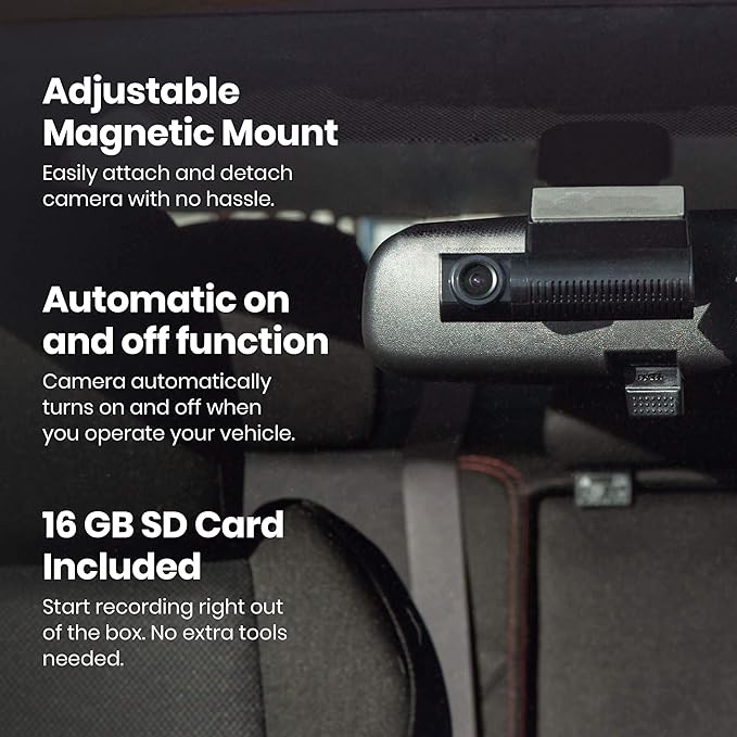 SYLVANIA - Roadsight Stealth Dash Camera - 140 Degree View, HD 1440p, 16GB SD Memory Card Included, Loop Recording, G-Sensor, Screenless, Parking Mode, GPS, Mobile App, Taxi, Truck, Car