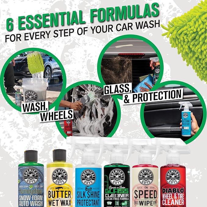 Chemical Guys 16-Piece Arsenal Builder Car Wash Kit with Foam Cannon, Bucket, and 6 x 16 oz Care Chemicals - Car Detailing Kit Works with Pressure Washers, Trucks, SUVs, Motorcycles, and More