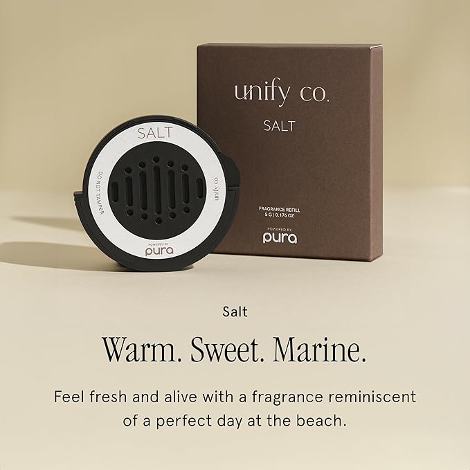 Pura Car Scent Refill - Fragrance for Pura Car Diffuser - Clean & Safe Luxury Diffuser Scent - Long-Lasting Fragrance for 30 Days of Aroma - Salt
