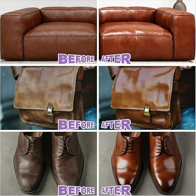 Leather Cleaner & Conditioner - Cleans, Nourishes, Restores & Maintains, Crafted for All Leather Items, Including Handbags, Jackets, Boots, Furniture, Couch, Car Interiors, and Equestrian Gear & More