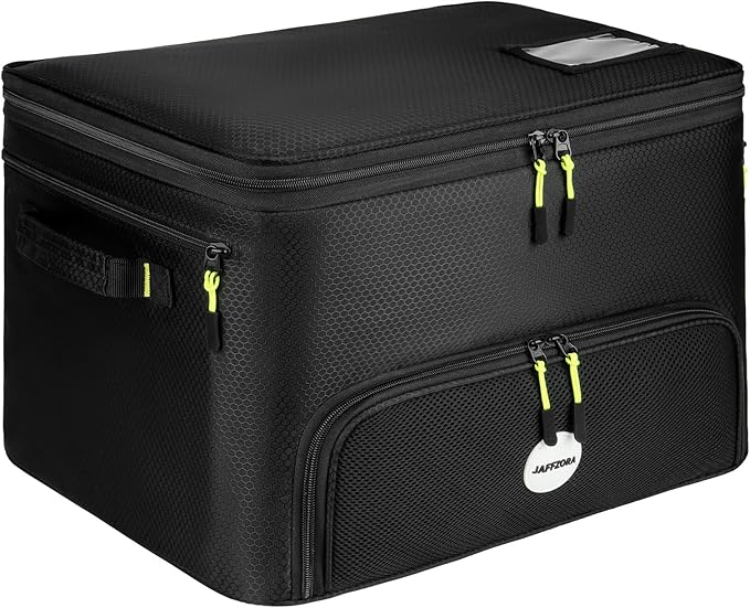 Golf Trunk Organizer, 2 Layers Golf Accessories Bag for Men, Waterproof Car Golf Storage Organizer with Compartment for 2 Pairs of Shoes, Golf Gifts for Men Women, Black
