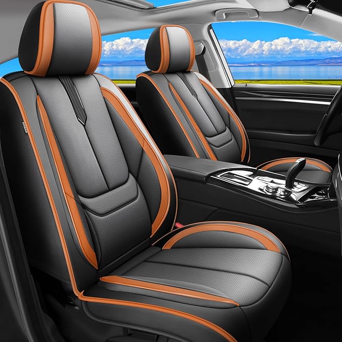Fit Impreza Car Seat Covers for Subaru Impreza 2004-2024 2025 2026 -Upgraded Premium Waterproof & Breathable Leather,Airbag Compatible,All-Weather Seat Cushion Protector,Full Set,Black-Brown