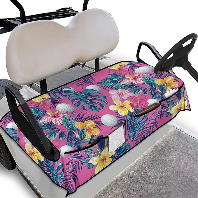 Biyejit Golf Cart Seat Covers with 4 Pockets Golf Cart Seat Towel Blanket Fits 2-Seat Golf Carts, Golf Cart Accessories