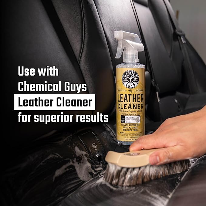 Chemical Guys Long Bristle Horse Hair Leather Cleaning Brush - Leather Brush to Gently Clean Car Interiors,Furniture,Sneakers,Boots,and More - Safe for Natural,Synthetic,Faux,and Pleather,(Pack of 12)