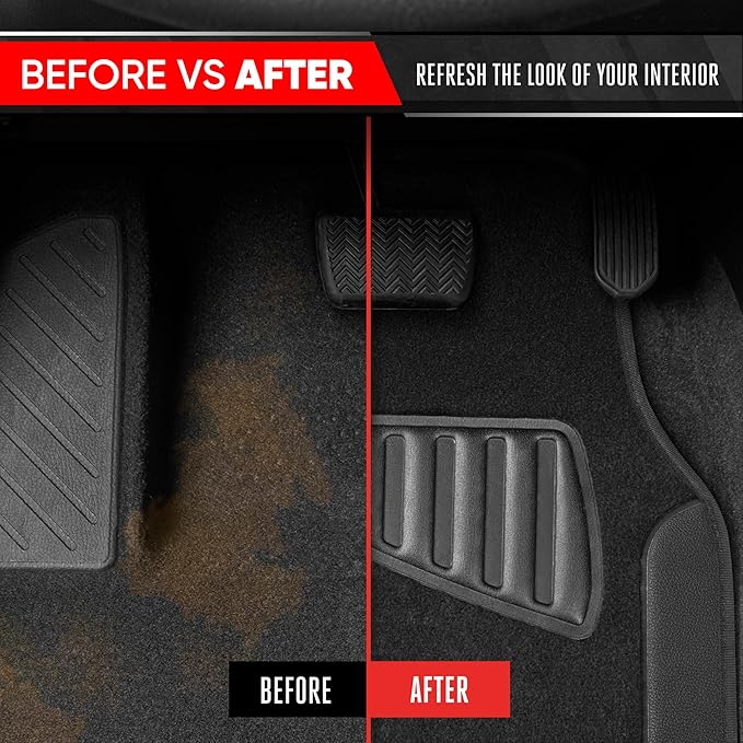 Motor Trend Waterproof Car Floor Mats Universal Fit Car Mats with Driver Heel Pad Leather Car Carpet Floor Mats for SUV Van Sedan Truck Anti-Slip Backing Carpet Mats Black/Black