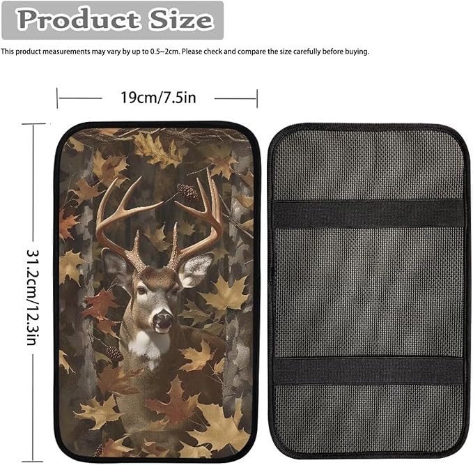 Dreaweet Deer Hunting Camouflage Arm Rest Cover for Car Universal Fit Center Console Cover Anti-Scratch Universal Armrest Cover for SUV Sedan