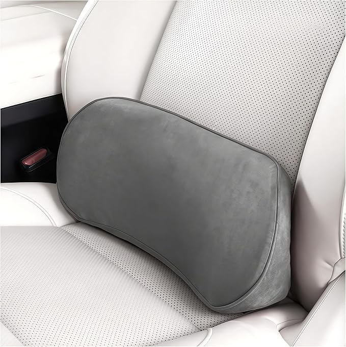 Car Lumbar Support Pillow, Memory Foam Vehicle Seat Lower Back Support Cushion for Back Pain Relief & Sciatica, Comfortable Auto Driver Seat Pad, Universal for Vehicles (Dark Gray)