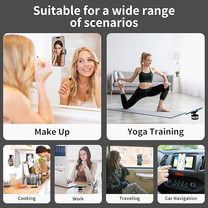 Electric Vacuum Magnetic Car Phone Holder, Automatic Suction, Effortless Release for Easy Storage, Suction Phone Mount Compatible with Magsafe iPhone and Android Case, Black