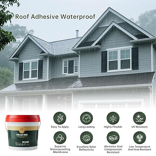 35 oz Gray Roof Sealant Waterproof, Elastomeric Roofing Coating Liquid Waterproofing Paint Adhesive, Solar Reflective Sealer for Outdoor Flat, Metal Roofs Leak Repair 1KG