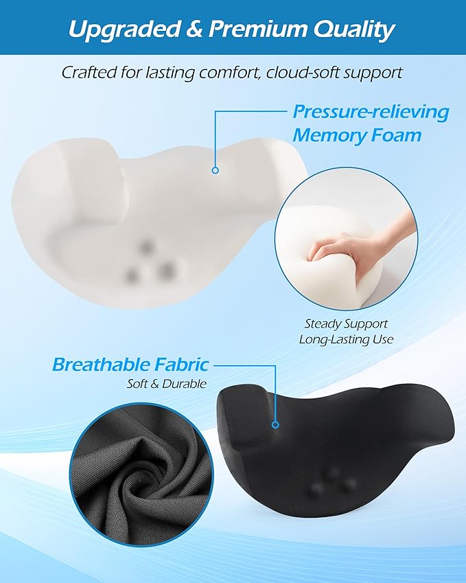 Car Neck Pillow: 2 Pack Ergonomic Memory Foam Headrest Pillow for Driving, Adjustable Neck Support Cushion for Pain Relief, Head Rest Pillows for Car Seat, Truck - Black