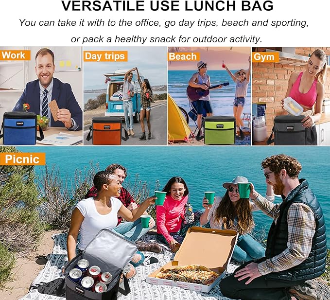 6 Can/5L Lunch Bag for Women Men Portable Lunch Box Small Cooler Bag Soft Collapsible Reusable Insulated Lunch Tote for Everyday Work Travel ((Yellow)