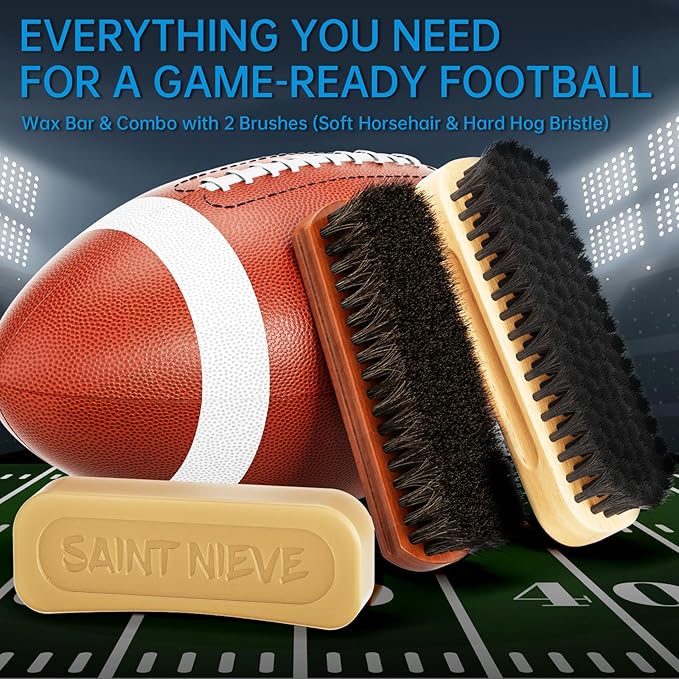 Football Prep Kit with Beeswax & Dual Brushes – Leather Football Conditioning Set for Grip, Break-in & Maintenance