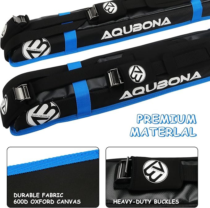 AQUBONA Universal Car Soft Roof Rack Pads，Luggage Carrier Capacity Load 158lb for Kayak/Canoe/Surfboard/Paddle with Adjustable & Steady Tie-Down Straps and Storage Bag