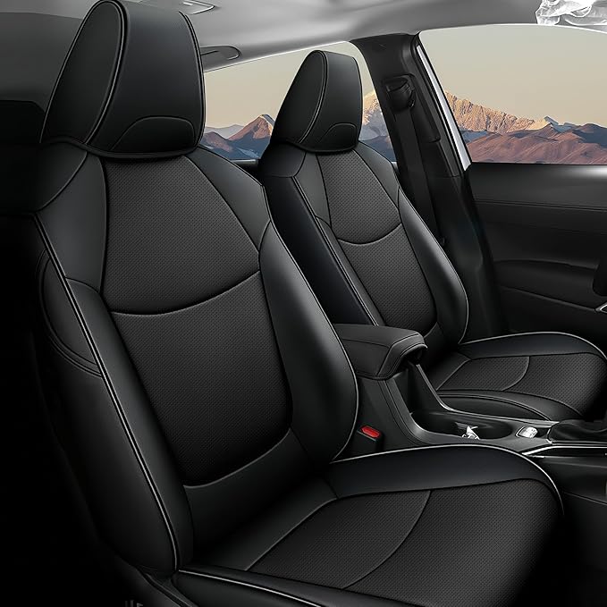 AOMSAZTO Car Seat Covers for Toyota Corolla 2020 2021 2022 L,LE, Car Seat Cover Full Set Waterproof, Custom Fit Full Set Faux Leather Black