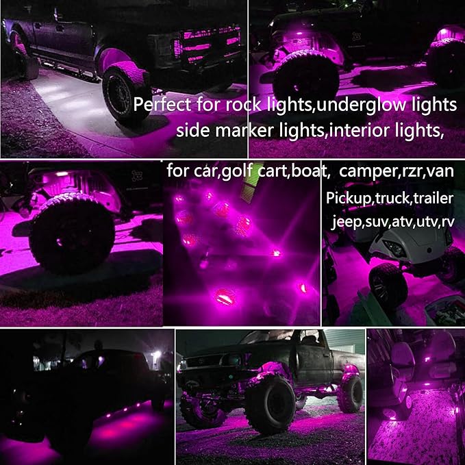 10 Pcs Purple LED Rock Strip Lights,Wheel Well Underglow Lighting Kits,Car Rock Lights Exterior Side Marker Lights for Wrangler Truck Golf Cart RV RV SUV Offroad
