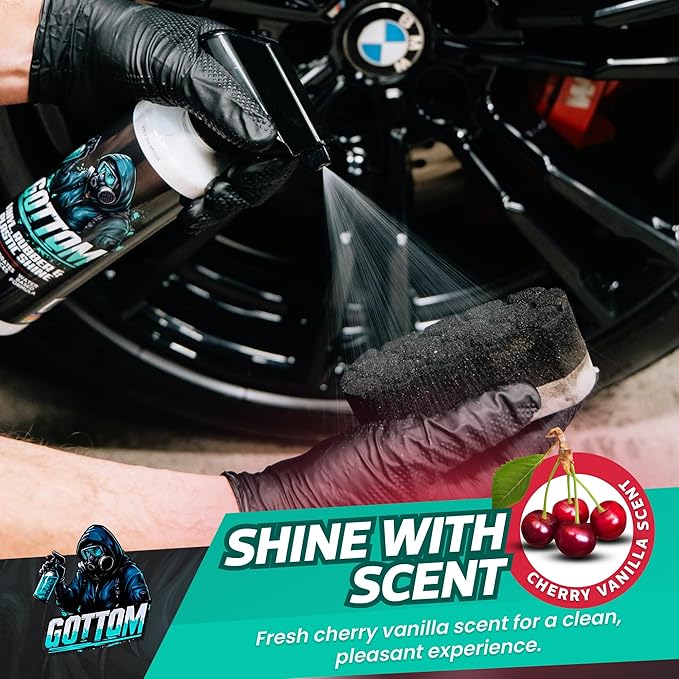 Gottom Vinyl, Rubber & Plastic Shine - 128oz, Cherry Vanilla Scent - VRP Gloss Dressing for Plastic, Car Interior & Tire Dressing, UV Protection, Plastic Restorer, Long-Lasting Gloss Finish