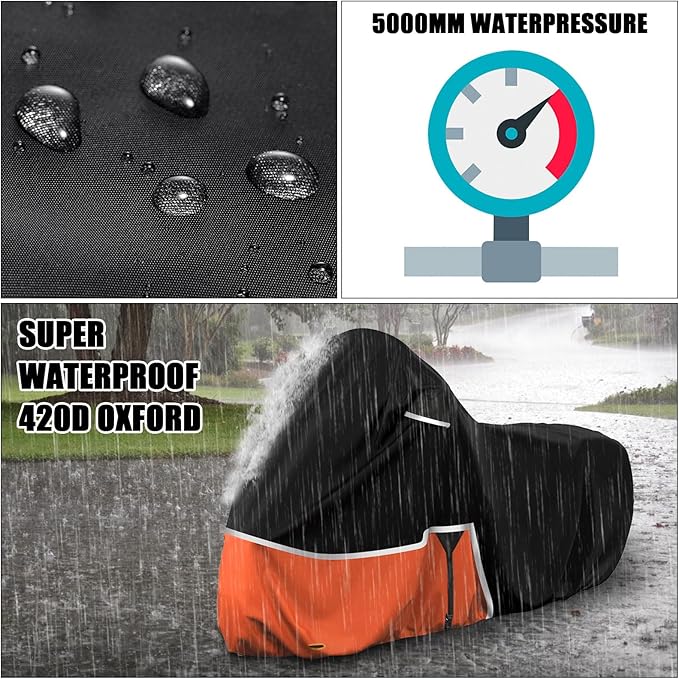 Waterproof Motorcycle Cover Replace for Indian Scout/Scout Bobber/Chief, 420D Oxford Cloth Customized Motorcycle Cover for Snow Rain Dust Protection
