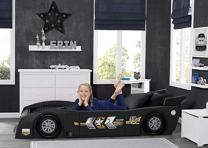 Delta Children Grand Prix Race Car Toddler and Twin Bed, Black