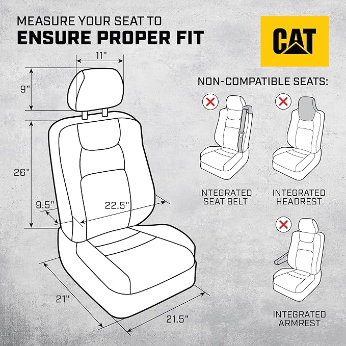 Cat® MeshFlex Automotive Seat Covers for Cars Trucks and SUVs (Set of 2) – Black Car Seat Covers for Front Seats, Truck Seat Protectors with Comfortable Mesh Back, Auto Interior Covers