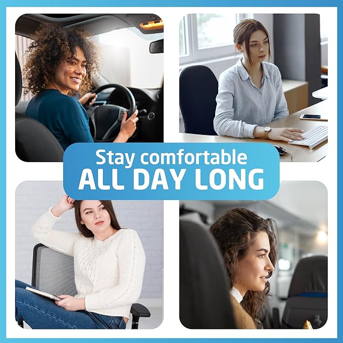Lumbar & Neck Support Pillow Kit - Black - Back & Neck Support Pillow for Car & Office Chair - Memory Foam Pillow - Ergonomic Pillow for Neck & Back Pain