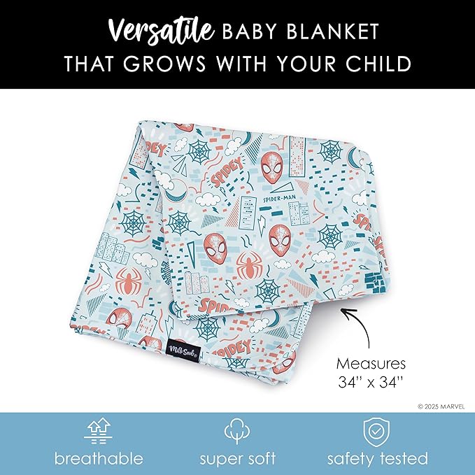 Milk Snob Marvel Infant Boy/Girl Swaddle Blanket, Soft Receiving, Security and Play, Toddler Infant Newborn Bedding, Baby Shower, Baby Registry Gift (Spider-Man Sketch Book) 34 * 34 inches