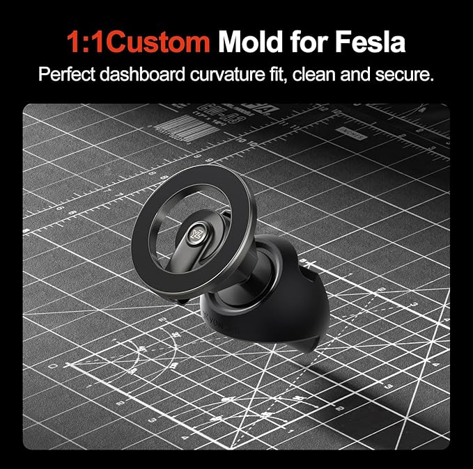 YONZEE Magnetic Phone Mount Compatible with 2025-2026 Model Y Juniper and 2024-2026 Tesla Model 3 Highland, Dashboard Ball Joint Base, Strong Magnetic Ring, 360° Rotation