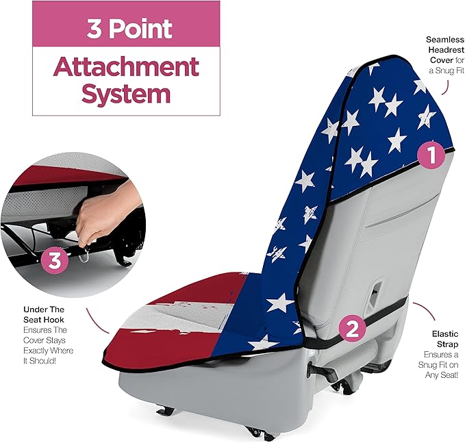 lebogner Waterproof Seat Cover, Sweating Towel for Post Gym Workout, Running, Swimming, and Beach, Universal Fit Anti-Slip Seat Protector for Cars, and Trucks, Machine Washable, American Flag Design