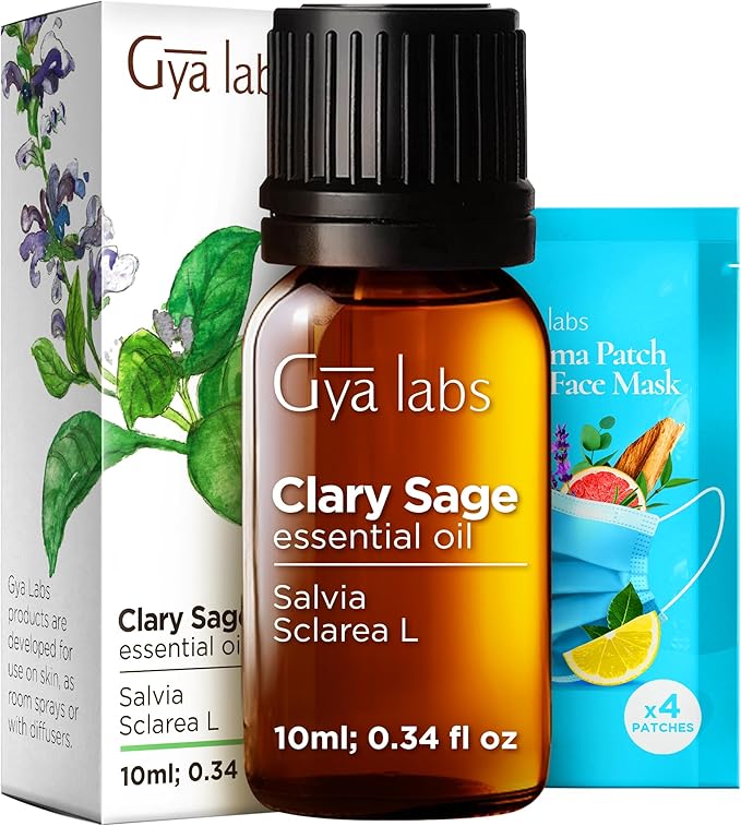 100% Pure Clary Sage Essential Oil - 0.34 Fl Oz - Clary Sage Oil for Hair, Skin, Diffuser, Aromatherapy & DIY Candle Making Scent