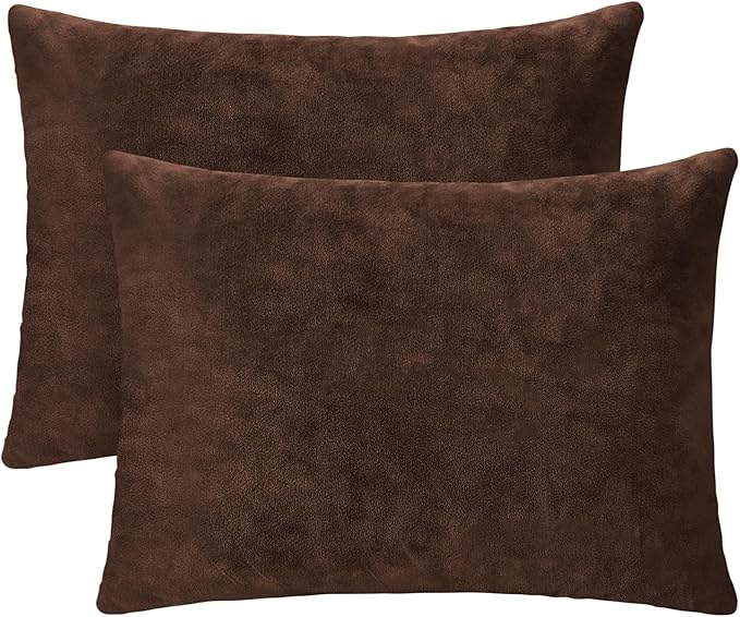 2 Pack Small Pillow, 16 X 12 Inches, Memory Foam Mini Pillow for Travel, Camping, Sleeping, Nap and Neck, Knee, Lumbar Support, Tiny Cushion for Pet, Dogs (Brown)