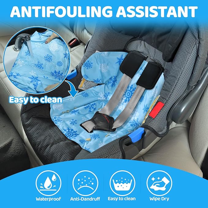 Orzbow Car Seat Cooling Pad for Babies, Toddlers, and Kids | Carseat Cooler Pad with Waterproof Seat Liner | Comfortable and Durable Cooling Cushion for Strollers, Baby Summer Essentials, Blue