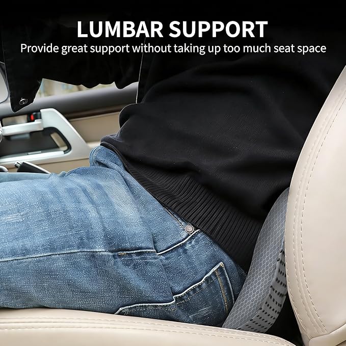 Car Seat Cushion - Memory Foam Car Seat Pad - Sciatica & Lower Back Pain Relief - Car Seat Cushions for Driving - Road Trip Essentials for Drivers(Gray)