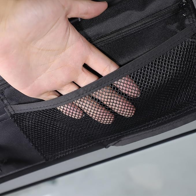 Car Sun Visor Organizer Compatible with Ineos Grenadier 2020-2025 Sunglass Holder and Storage Pocket, Card Cash Pouch with Multi-Pocket Net Zipper, Case Bag for License Pen Key