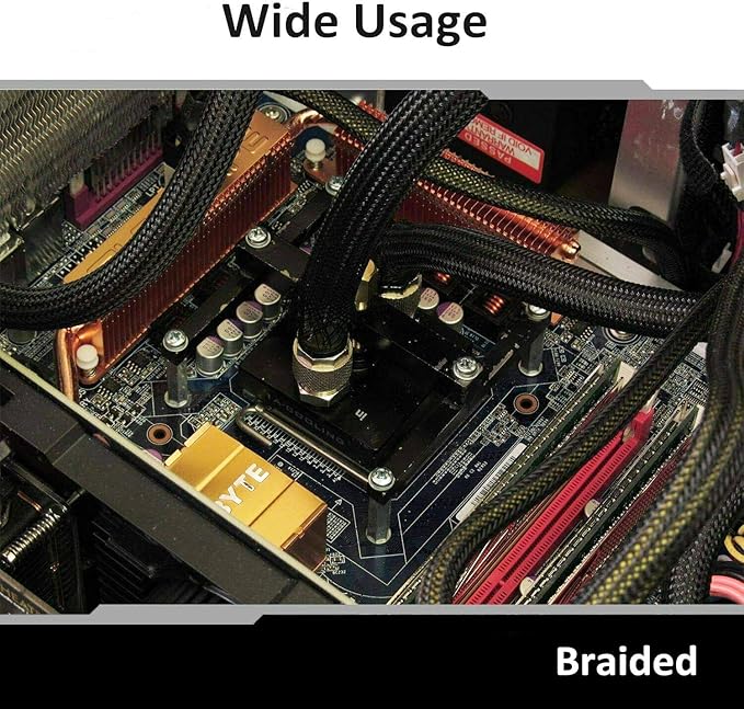25ft - 1/4 1/2 Inch Cable Management Sleeve Protector,Wire Loom PET Expandable Wire Sleeving for Office TV Computer Home Theater Engine Bay Cord Organizer,Protect Cables from Pet Cat Dog Chewing,Black