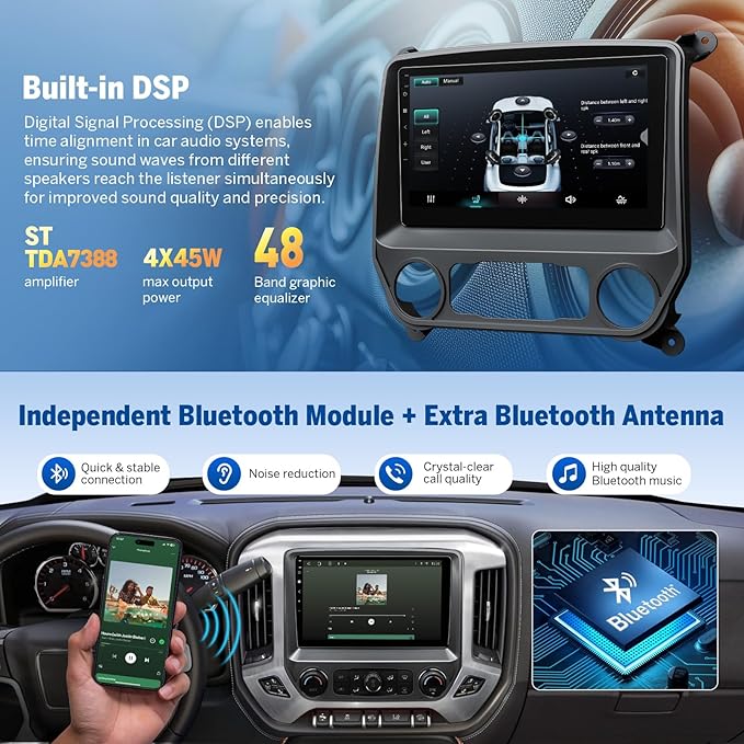 Eonon 10.1 Inch Car Stereo for Chevy Chevrolet Silverado/GMC Sierra 2014-2018, 2015 Silverado Radio CarPlay & Android Auto Head Unit, Android 14 Car Radio with Bluetooth 5.4, SWC, 4+64GB - GMSX7A
